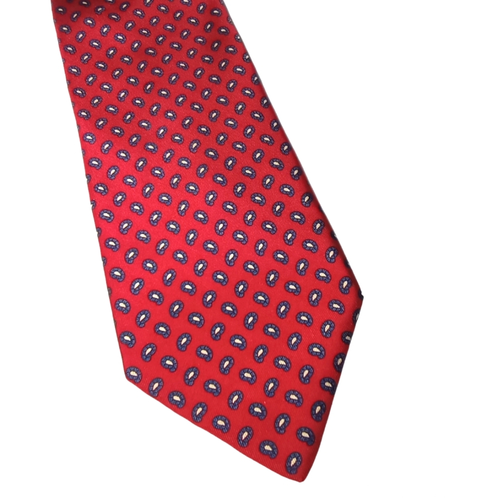 100% Luxury Silk Italy Handmade Burgundy/Blue Classic Men's Tie